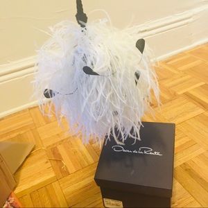 Oscar de la Renta Ostrich Faux Feather Clutch Bag